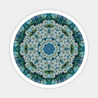 White Daisy Bouquet Kaleidoscope Magnet